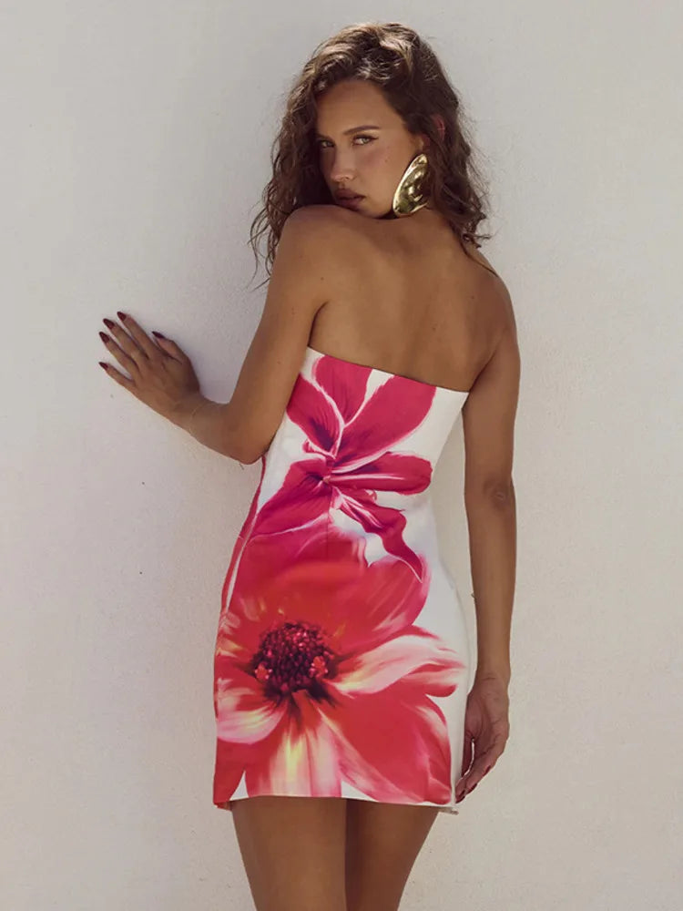 Summer Mini Dress with Floral Pattern and Adjustable Straps – Zoey