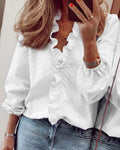 Hannah | Women Elegant Ruffle Trim Wrap Blouse