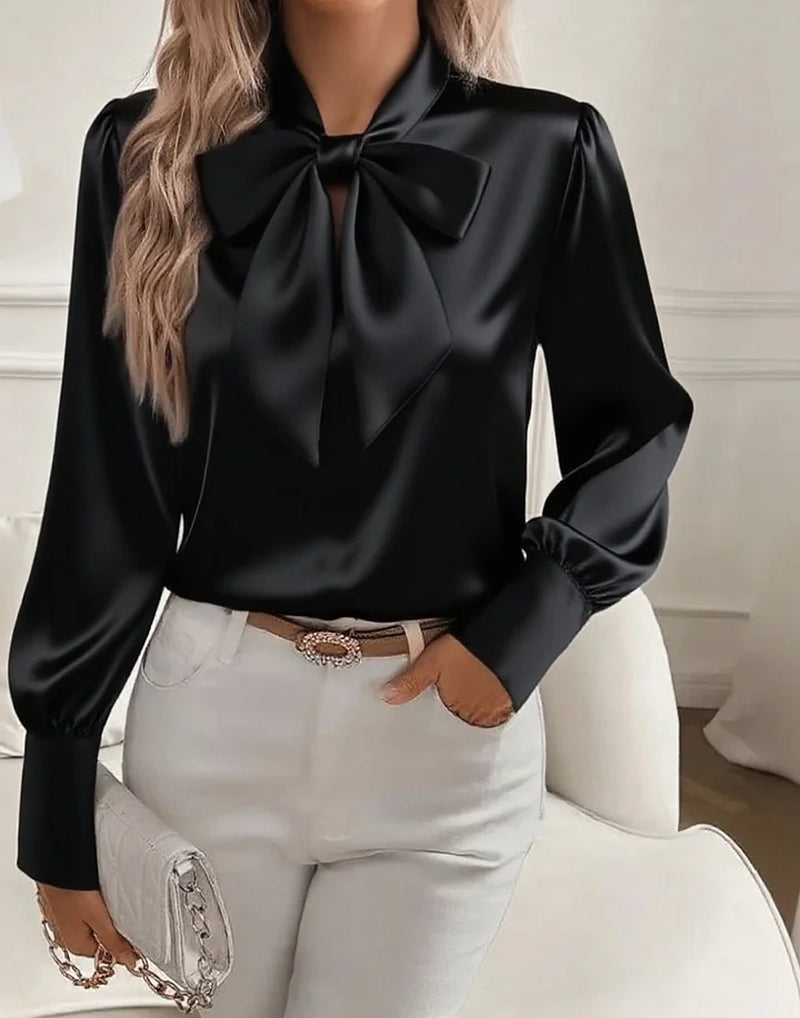 Kate | Satin Blouse with Elegant Bow